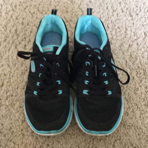 black and blue skechers